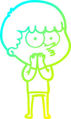 cold gradient line drawing cartoon curious boy