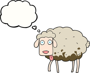 thought bubble cartoon muddy sheep