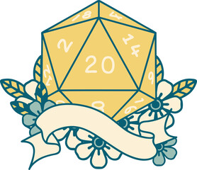 natural twenty D20 dice roll illustration