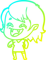 cold gradient line drawing cartoon laughing vampire girl