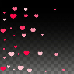 Hearts Confetti Falling Background. St. Valentine's Day pattern. Romantic Scattered Hearts Design Element. Love. Sweet Moment. Gift. Cute Element of Design for Sales or Celebration.