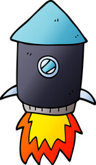 cartoon doodle space rocket