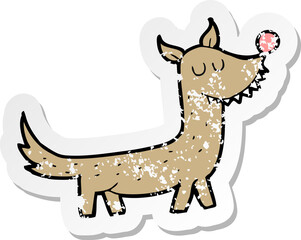retro distressed sticker of a cartoon dog