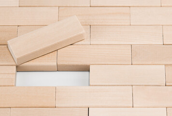 Wood bricks toy blocks background.