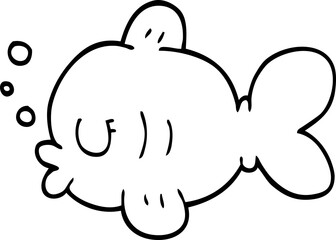 line drawing cartoon fish swimming