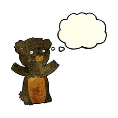 cartoon black bear cub with thought bubble