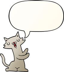 cartoon cat and speech bubble in smooth gradient style