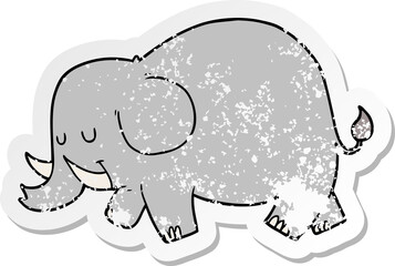 distressed sticker of a cartoon elephant