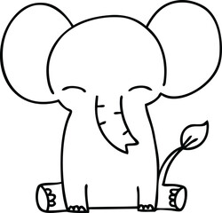quirky line drawing cartoon elephant