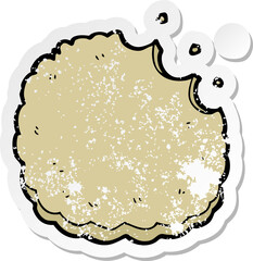 distressed sticker of a cartoon biscuit