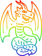 rainbow gradient line drawing cartoon dragon