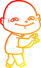 warm gradient line drawing cartoon creepy guy