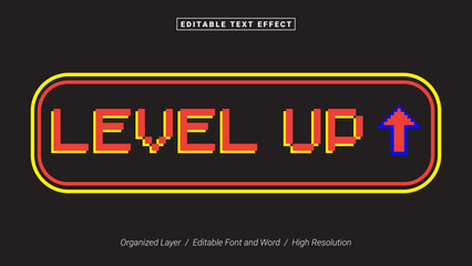 Level Up Editable Font Design. Alphabet Typography Template Text Effect. Lettering Vector Illustration for Product Brand and Business Logo.
