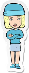 sticker of a cartoon woman wearing winter hat