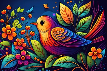 Fototapeta premium colorful flowers, Spring illustration digital art for background, created using generative ai