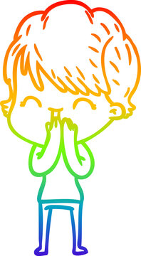 recommend clip art: rainbow gradient line drawing cartoon laughing woman