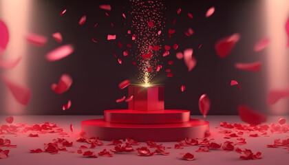 3d display background, flying roses, flying flowers, valentines, amor, paixão