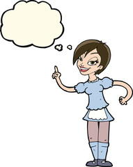 cartoon waitress taking order with thought bubble