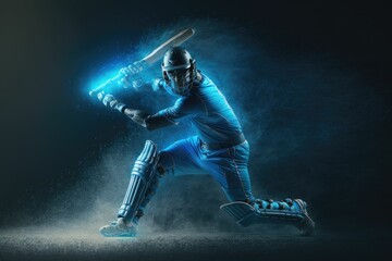 Batsman playing shot. Generative AI.