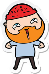 sticker of a cartoon happy bearded man