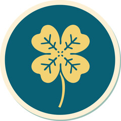 tattoo style sticker of a 4 leaf clover