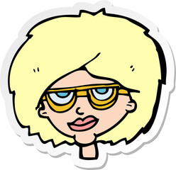sticker of a cartoon woman wearing spectacles
