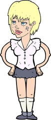 cartoon tough woman with hands on hips
