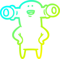 cold gradient line drawing friendly cartoon alien