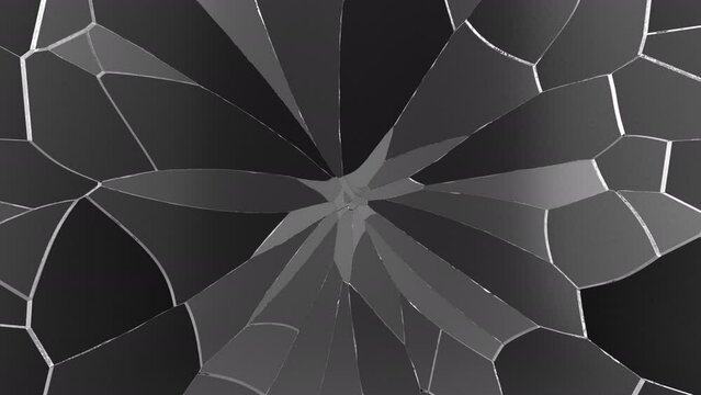 Shattered glass breaking on alpha background