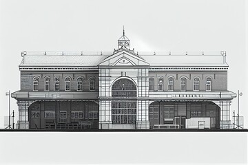 The flat design of historical station, generative ai contents by Midjpurney