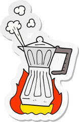 sticker of a cartoon espresso stovetop maker