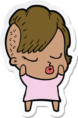 Obraz premium sticker of a cartoon pretty hipster girl