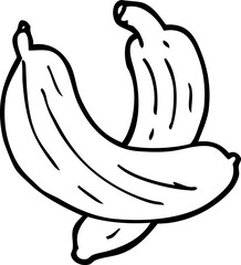 line drawing cartoon pair of  bananas