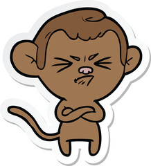 Fototapeta premium sticker of a cartoon annoyed monkey