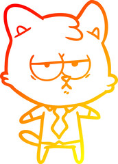 warm gradient line drawing bored cartoon cat