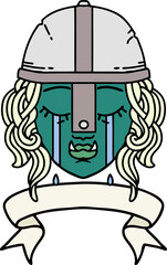 crying orc fighter character face illustration