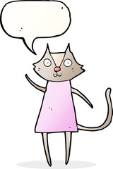 cute cartoon cat waving with speech bubble