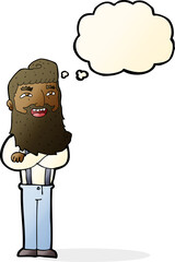 Obraz na płótnie Canvas cartoon happy man with beard with thought bubble