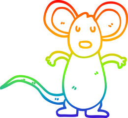 rainbow gradient line drawing cartoon mouse rat