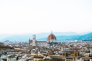Fototapeta premium Panoramic view of Florence from Piazzale Michelangelo square. Italian travel destination and landmark, tourist attraction.