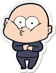 sticker of a cartoon bald man staring