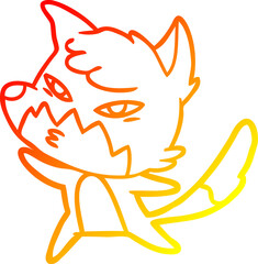 warm gradient line drawing clever cartoon fox