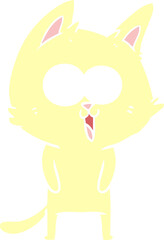 funny flat color style cartoon cat