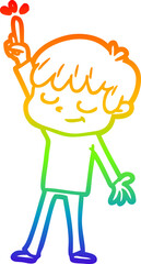 rainbow gradient line drawing cartoon happy boy