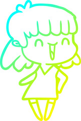Obraz premium cold gradient line drawing cartoon woman