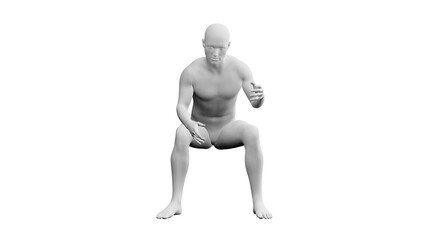 Beautiful young man posing, isolated on white background. 3d illustration (rendering). Artificial intelligence, android, mannequin