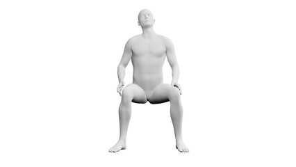 Beautiful young man posing, isolated on white background. 3d illustration (rendering). Artificial intelligence, android, mannequin