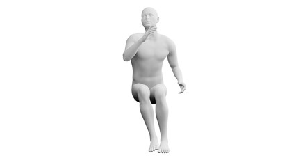 Beautiful young man posing, isolated on white background. 3d illustration (rendering). Artificial intelligence, android, mannequin