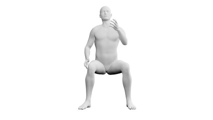 Beautiful young man posing, isolated on white background. 3d illustration (rendering). Artificial intelligence, android, mannequin