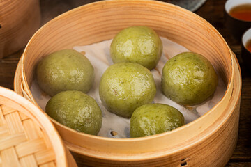 Chinese food snacks, green dumpling